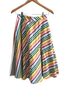 NWT ModCloth x Collectif Mattie Diagonal Rainbow Stripe Skirt Size XS
